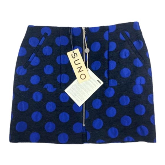 Suno Polka Dot Jacquard Mini Skirt 4 Wool Blend New - Picture 6 of 11